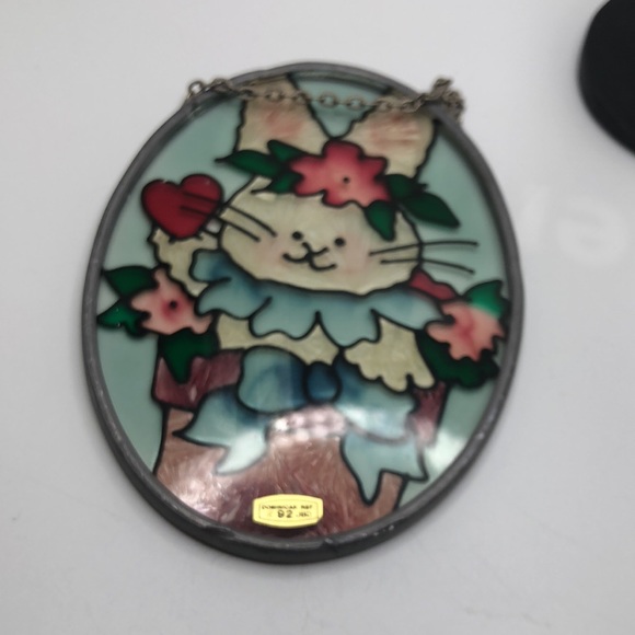 VTG Lovely Bunny in a Plant Pot surrounded by flowers & love. Suncatcher - Picture 7 of 7